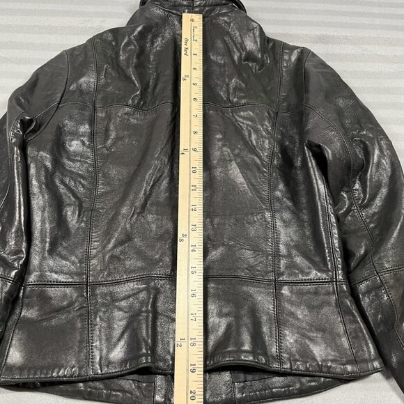 Vinetti Jacket Womens Small Black Lambskin Leather Zip Front Collared Fitted - Picture 8 of 11